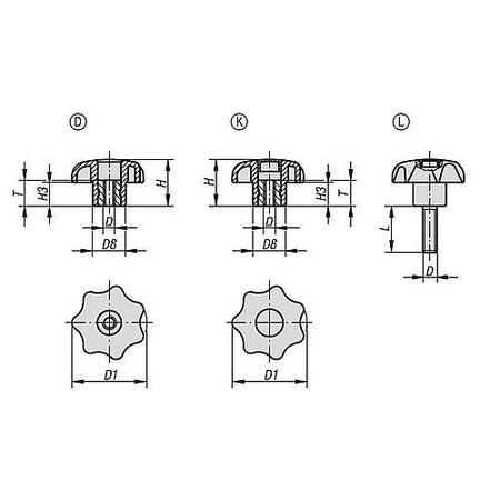 Kipp Star Grips steel parts stainless similar to DIN 6336, Style L, metric K0154.4087X20